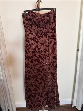 Revelry Athena Women’s Strapless Floral Burnout Velvet Maxi Dress